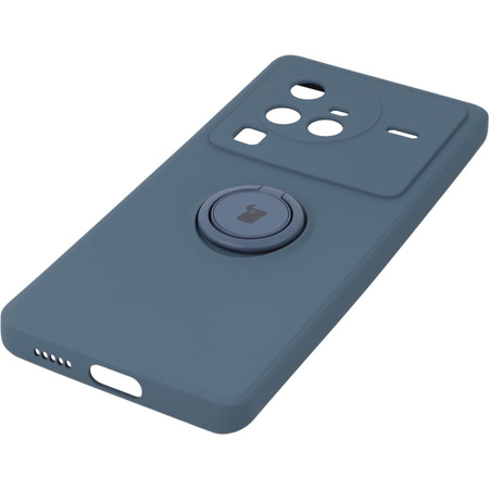 Etui Bizon Case Silicone Ring Sq do VIVO X80 Pro, granatowe