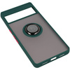 Etui z uchwytem na palec Bizon Case Hybrid Ring do Google Pixel 7 Pro, przydymione z ciemnozieloną ramką