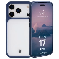Etui Bizon Case Angelo do iPhone 17 Pro, półprzezroczyste z granatową ramką