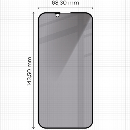 Prywatyzujące szkło hartowane Bizon Glass Edge Shadow do iPhone 16e / 14 / 13 Pro / 13, przyciemniane z czarną ramką