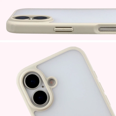 Etui Bizon Case Angelo do iPhone 17, półprzezroczyste z beżową ramką