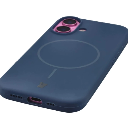 Silikonowe etui z pierścieniem magnetycznym Bizon Soft Case Magnetic do iPhone 16, granatowe