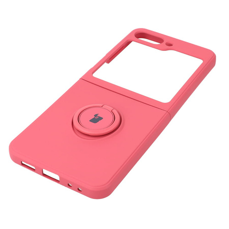 Etui Bizon Case Silicone Ring Sq do Galaxy Z Flip5, brudny róż