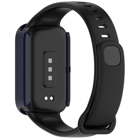 Etui ze szkłem do zegarka Bizon Case+Glass Watch do Xiaomi Smart Band 9 Active / Redmi Band 3, niebieskie