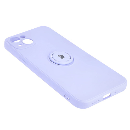 Etui Bizon Case Silicone Ring Sq do Apple iPhone 15 Plus, jasnofioletowe