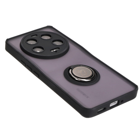 Etui z uchwytem na palec Bizon Case Hybrid Ring do Xiaomi 13 Ultra, przydymione z czarną ramką