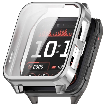 Etui z osłoną ekranu Bizon Case Watch Felipe do Garmin Venu X1, srebrne