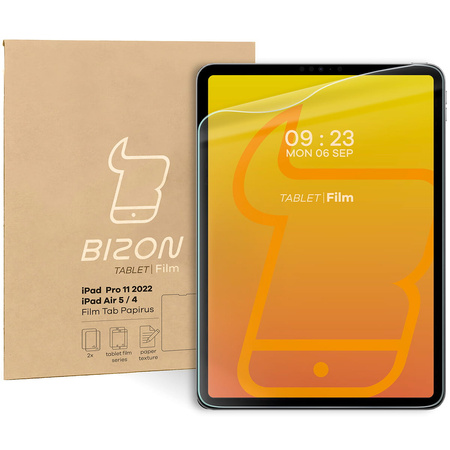 Folia imitująca papier Bizon Film Tab Papirus Duo do iPad Pro 11 2022/2021/2020/2018/AIR 6/5/4, 2 sztuki