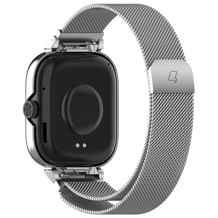 Etui z paskiem Bizon Strap + Case Watch Chain do Xiaomi Redmi Watch 4/5, srebrne