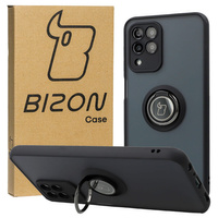 Etui z uchwytem na palec Bizon Case Hybrid Ring do Galaxy M33 5G, przydymione z czarną ramką