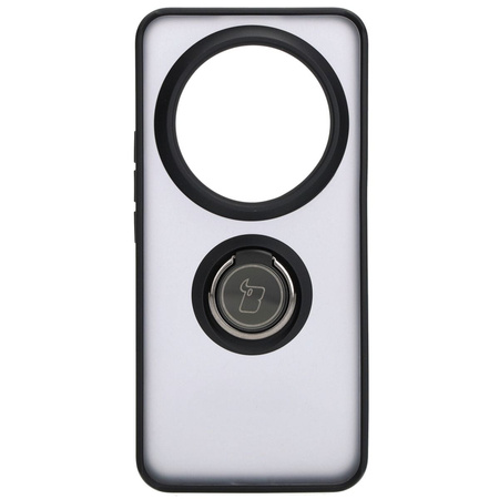Etui z uchwytem na palec Bizon Case Hybrid Ring do Xiaomi 14 Ultra, przydymione z czarną ramką