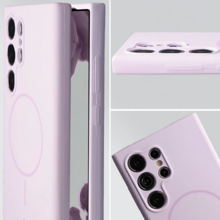 Silikonowe etui z pierścieniem magnetycznym Bizon Soft Case Magnetic do Galaxy S24 Ultra, jasnofioletowe