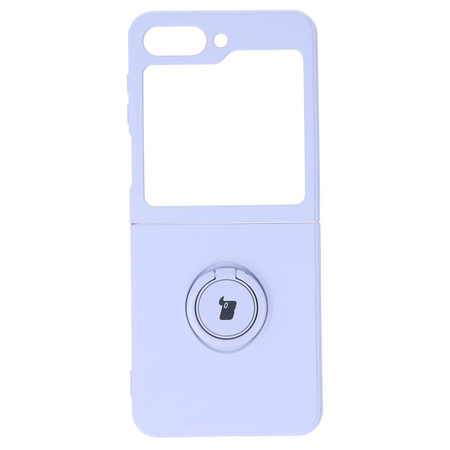 Etui Bizon Case Silicone Ring Sq do Samsung Galaxy Z Flip5, jasnofioletowe