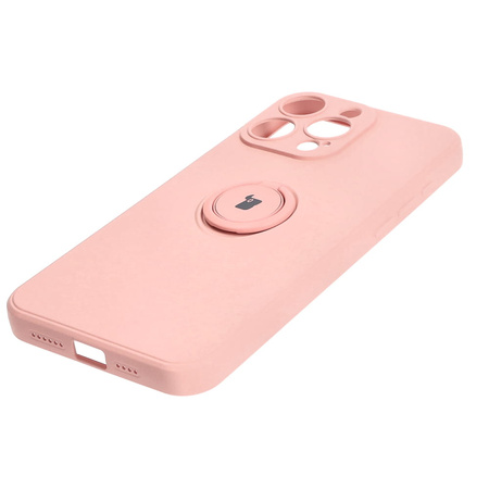 Etui Bizon Case Silicone Ring Sq do Apple iPhone 15 Pro Max, jasnoróżowe