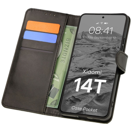 Etui z klapką Bizon Case Pocket do Xiaomi 14T, czarne
