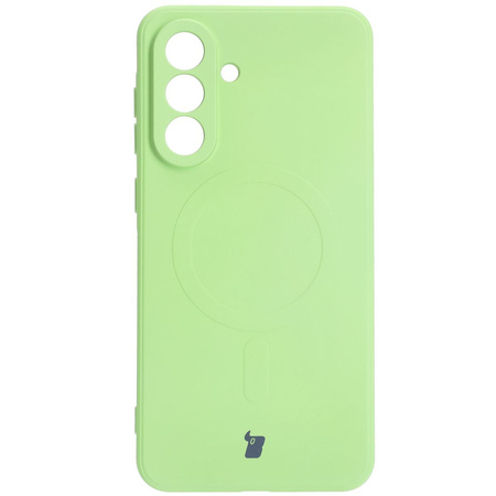 Silikonowe etui z pierścieniem magnetycznym Bizon Case Silicone Magnetic Sq do Galaxy A56 5G, jasnozielone