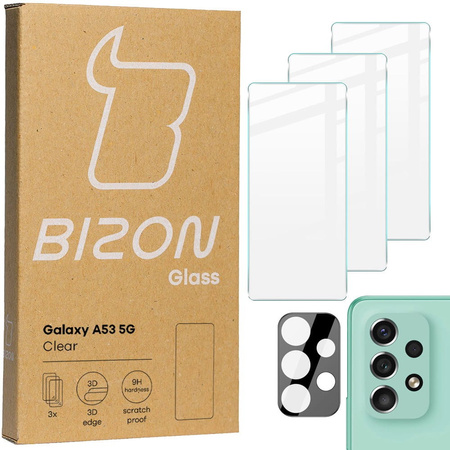 3x Szkło hartowane + szybka na aparat Bizon Glass Clear Pack do Galaxy A53