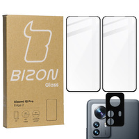 2x Szkło + szybka na aparat Bizon Edge 3D Pack do  Xiaomi 12 Pro