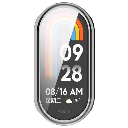 Etui z osłoną ekranu Bizon Case Watch Felipe do Xiaomi Smart Band 10, srebrne