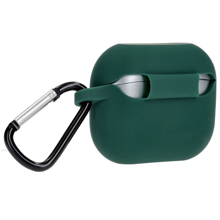 Silikonowe etui z karabińczykiem Bizon Case Headphone Silicone do Galaxy Buds 3/3 Pro, ciemnozielone