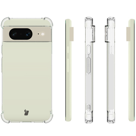 Etui + 2x szkło Bizon Case Clear Pack do Google Pixel 8, przezroczyste