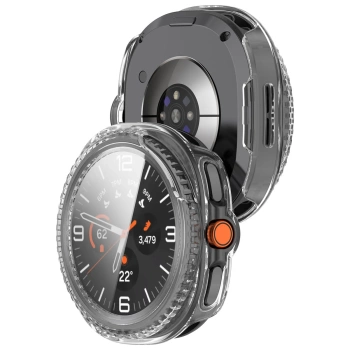 Etui ze szkłem do zegarka Bizon Case+Glass Watch do Samsung Galaxy Watch 8 Classic 46 mm, przezroczyste