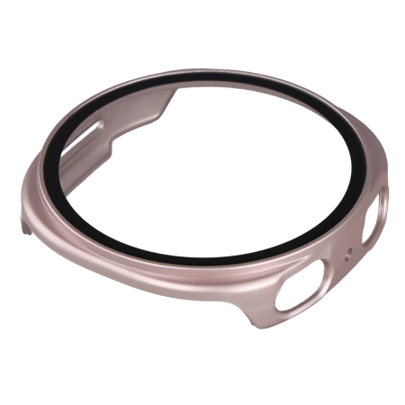 Etui ze szkłem do zegarka Bizon Case Watch Adamo do Samsung Galaxy Watch 8 44 mm, satynowe różowe