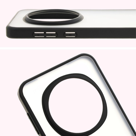 Etui Bizon Case Angelo do Honor Magic7 Pro, półprzezroczyste z czarną ramką