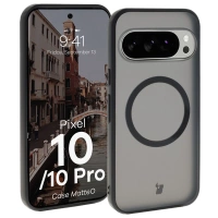 Etui z pierścieniem magnetycznym Bizon Case MatteO do Pixel 10 / 10 Pro, przydymione-czarne