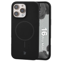 Silikonowe etui z pierścieniem magnetycznym Bizon Soft Case Magnetic do iPhone 16 Pro Max, czarne