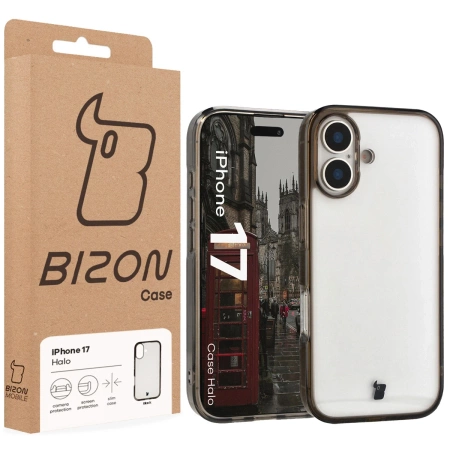 Etui Bizon Case Halo do iPhone 17, przydymione-czarne