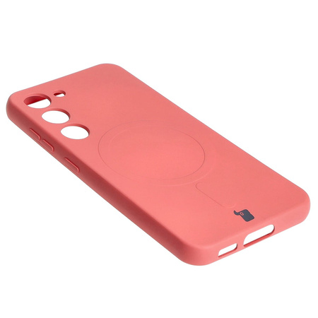 Etui silikonowe z pierścieniem magnetycznym Bizon Case Silicone Magnetic do Galaxy S23, brudnoróżowe