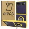 Etui z uchwytem na palec Bizon Case Hybrid Ring do Motorola Razr 40, przydymione z żółtą ramką