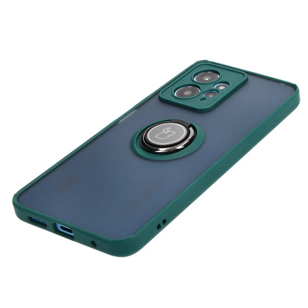 Etui z uchwytem na palec Bizon Case Hybrid Ring do Xiaomi Redmi Note 12 4G, przydymione z ciemnozieloną ramką
