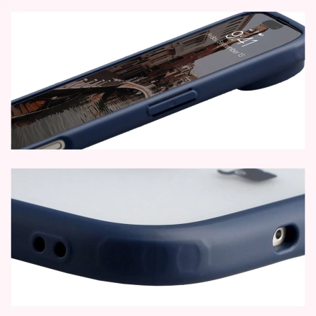 Etui z pierścieniem magnetycznym Bizon Case MatteO do iPhone Air, przydymione-granatowe