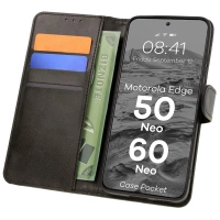 Etui z klapką Bizon Case Pocket do Motorola Edge 50 Neo/60 Neo, czarne