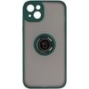 Etui z uchwytem na palec Bizon Case Hybrid Ring do iPhone 14 Plus, przydymione z ciemnozieloną ramką