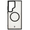 Etui z pierścieniem magnetycznym Bizon Case MatteO do Samsung Galaxy S24 Ultra, półprzezroczyste z czarną ramką