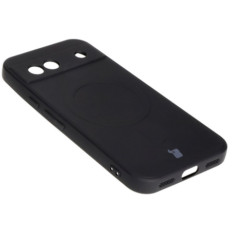 Silikonowe etui z pierścieniem magnetycznym Bizon Case Silicone Magnetic Sq do Google Pixel 8a, czarne