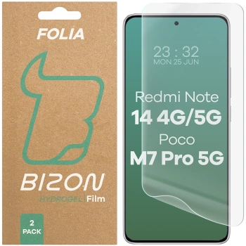 Folia hydrożelowa na ekran Bizon Glass Hydrogel Front Duo do Xiaomi Redmi Note 14 / Poco M7 Pro 5G, 2 sztuki