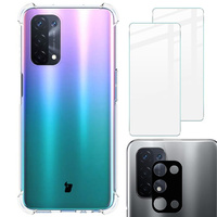 Etui + 2x szkło + obiektyw Bizon Case Clear Pack do Oppo A74 5G / A54 5G, przezroczyste