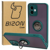 Etui z uchwytem na palec Bizon Case Hybrid Ring do Motorola Moto G14, przydymione z ciemnozieloną ramką