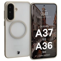 Etui z pierścieniem magnetycznym Bizon Case MatteO do Galaxy A37 5G / A36 5G, przydymione-beżowe