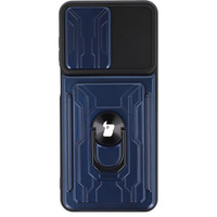 Etui Bizon Case Camshield Card Slot Ring do Moto G22, granatowe