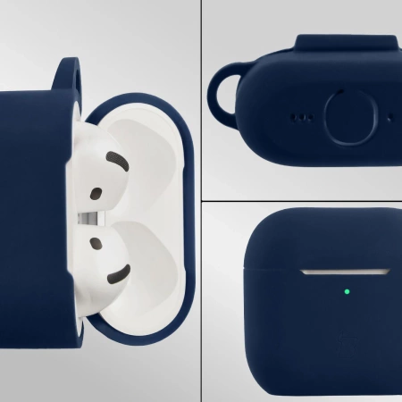 Silikonowe etui z karabińczykiem Bizon Case Headphone Silicone do AirPods 4, jasnozielone