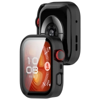 Etui ze szkłem do zegarka Bizon Case+Glass Watch do Huawei Watch Fit 4 Pro, czarne matowe