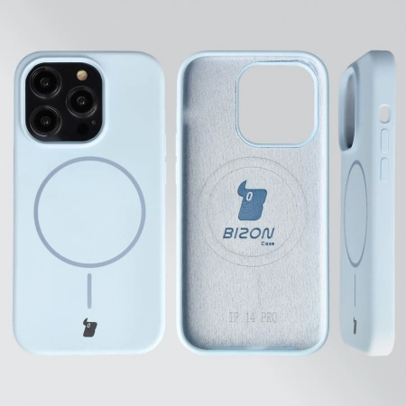 Silikonowe etui z pierścieniem magnetycznym Bizon Soft Case Magnetic do iPhone 14 Pro, błękitne
