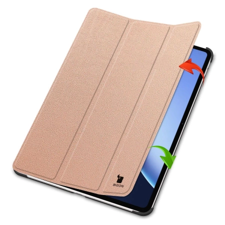 Etui z klapką Bizon Case Tab Croc do OnePlus Pad 3 / 2 Pro / OPPO Pad 4 Pro, różowozłote