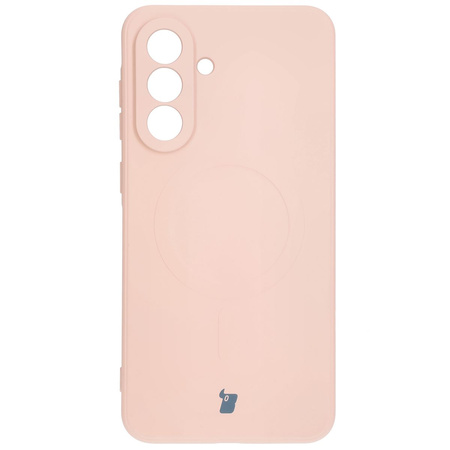 Silikonowe etui z pierścieniem magnetycznym Bizon Case Silicone Magnetic Sq do Galaxy A36 5G, jasnoróżowe