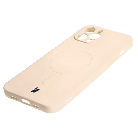 Etui silikonowe z pierścieniem magnetycznym Bizon Case Silicone Magnetic do iPhone 12 Pro Max, beżowe